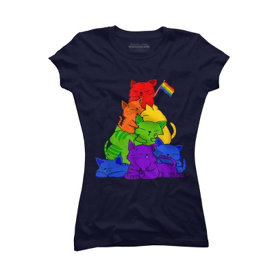 Adult Design By Humans Cat Pile Rainbow Pride Flag By ACEGlobal T-Shirt