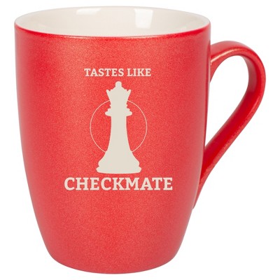 100 North Queen Chess Piece 10 Ounce Crimson Red Metallic Finish, Comfortably Fits Your Hands, New Bone China Coffee Tea Cup Mug, Tastes Like
