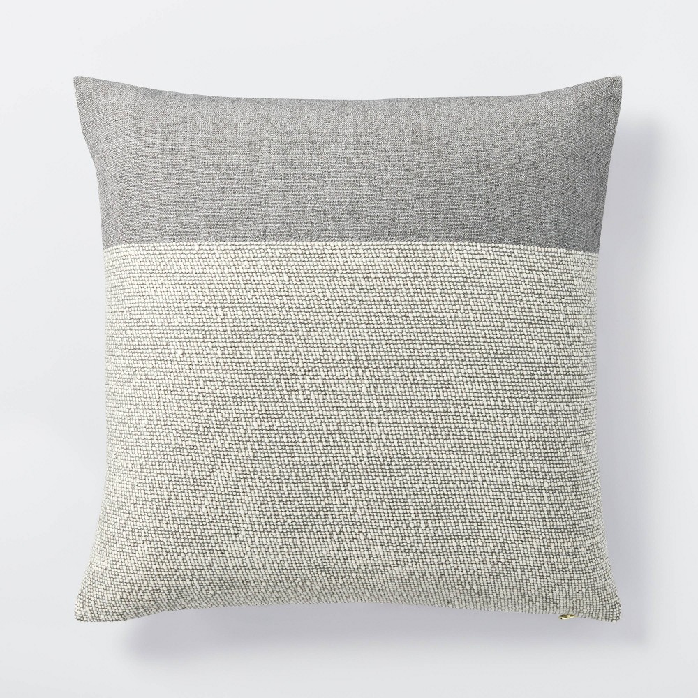 Oversized Color Block Square Throw Pillow Cream/Gray - Threshold designed with Studio McGee