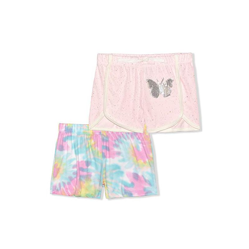 Young Hearts Girl's 2-Pack Glitter Lounge Shorts Set for kids, 1 of 6