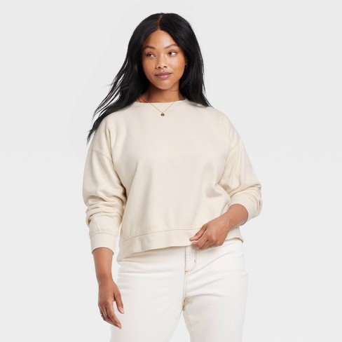 Women's Fleece Sweatshirt - Universal Thread™ Off-white 4x : Target