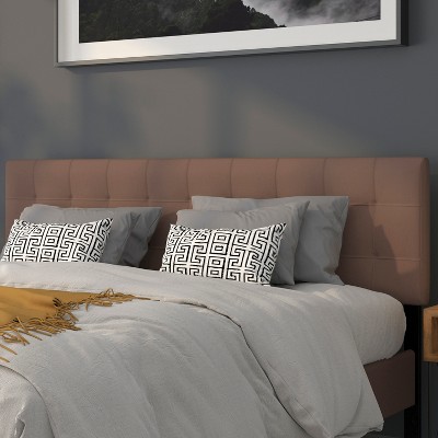 Camel Tufted Upholstered King Size Headboard with Metal Legs