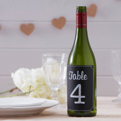 "1-12" Vintage Affair Chalkboard Bottle Sticker Table Numbers