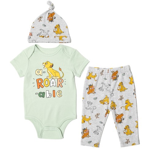 Disney Lion King Simba Pumbaa Timon Newborn Baby Boys 3 Piece Outfit ...