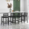 Costway 24-Inch Wooden Bar Stools Set of 4 with Ergonomic Backrest Counter Height Stools Black/White - image 4 of 4