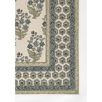 Handmade Green Wool and Viscose Floral 2x3 Area Rug