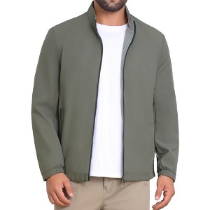 INSPIRE CHIC Men's Lined Stand Collar Full Zip Up Lined Formal Golf Jacket - 1 of 4