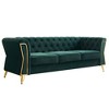 87.4'' Velvet Tufted Sofa with High-Density Foam, Gold Metal Legs and Diamond-Seam Armrest - 3 of 4
