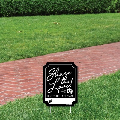 Big Dot of Happiness Black Share The Love - Outdoor Lawn Sign - Wedding Hashtag Yard Sign - 1 Piece