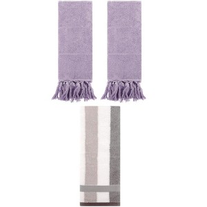 REGALWOVEN 3 Packs Cotton Absorbent Soft Decorative Bathroom Hand Towel Set - 1 of 4