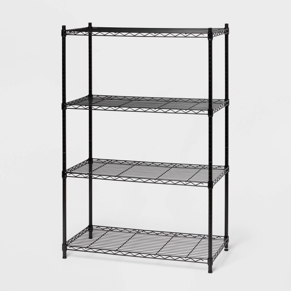 Photos - Wardrobe 4 Tier Wide Wire Shelving Black - Brightroom™: Steel Storage Shelves, Adjustable Wire Rack, 350 lb Capacity