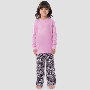 Fruit of the Loom Girls Long Sleeve Fleece Pajama Set, 2-Piece, Sizes 4-16 - 1 of 4