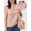 Allegra K Women's Puff Short Sleeve Mock Neck Pleated Tie Back Office Work Satin Tops - 2 of 4