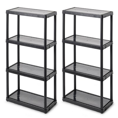 Gracious Living 4-Shelf Tier Plastic Resin Multi-Purpose Light Duty Indoor Garage Storage Organizer Shelves