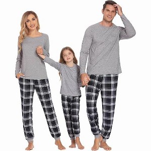 Ekouaer Family Matching Pajamas Christmas Sleepwear Long Sleeve Sleep Shirt with Plaid Pants Soft Loungewear Pjs Set - 1 of 4