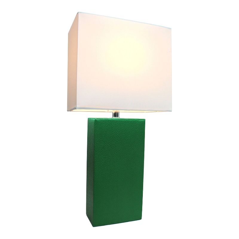 Modern Leather Table Lamp with White Fabric Shade, 3 of 7