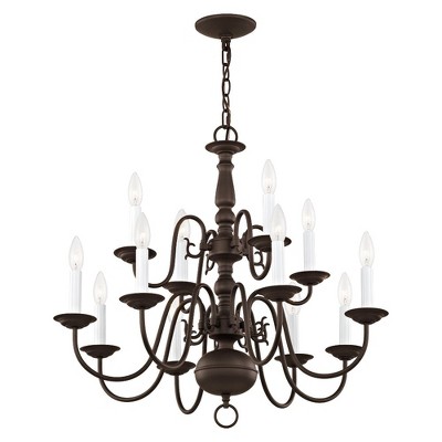 Colonial Elegance Bronze 12-Light Candle-Style Chandelier