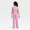 Girls' Wicked x Katie Kime 2pc Short Sleeve Button-Down Shirt and Pants Pajama Set - Pink - 2 of 4