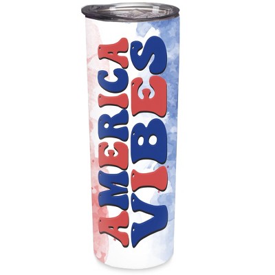 Elanze Designs America Vibes Red Blue 20 ounce Stainless Steel Travel Tumbler