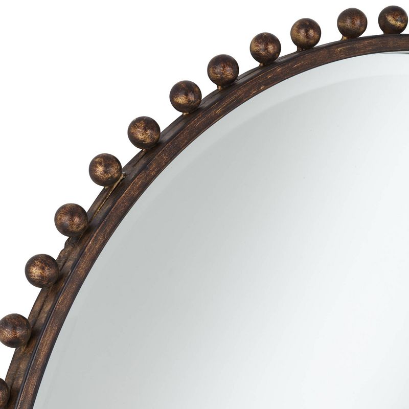 Uttermost Round Vanity Decorative Wall Mirror Rustic Beveled Glass Dark Bronze Beaded Iron Frame 32" Wide for Bathroom Living Room, 3 of 8