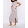 Women's Crew Neck Short Sleeve Side Tie Maternity Midi Dress | Motherhood Maternity - 3 of 4