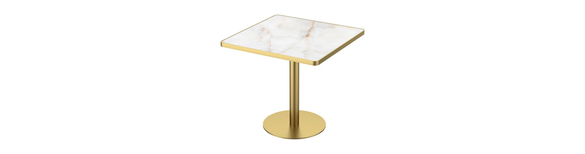 AEELLEEA 31.5-Inch Square Dining Table, White Marble-Look Top with Gold Metal Pedestal Base, Modern Kitchen Table