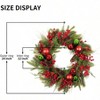 24 Inch Wreaths Front Door Classic Red and Green Farmhouse Xmas Wreath with Large Pinecones Red Berries Balls - 2 of 4