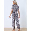 cheibear Women's Silky Short Sleeves Sleepshirt with Pants Sleepwear Pajama Set 2 Pcs - 3 of 4