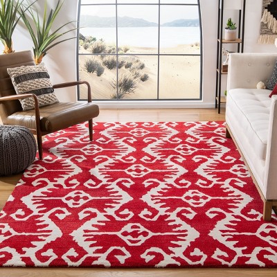 Wyndham Red and Ivory Hand-Tufted Wool Area Rug 5' x 8'