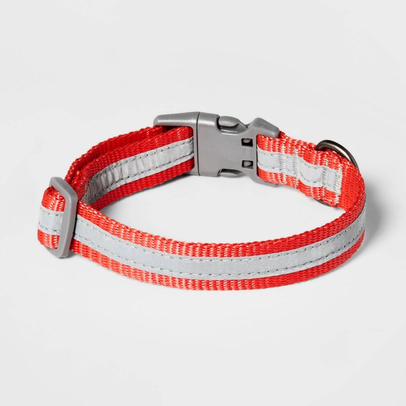Reflective Dog Adjustable Collar - Tomato Red - Boots & Barkley™, 3 of 6