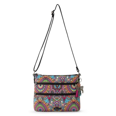 Sakroots Artist Circle Basic Crossbody Bag in Eco Twill Multifunctional Purse Rainbow Wanderlust