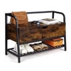 Shoe Storage Bench, Entryway Bench, 33” Retro Wooden Shoe Bench with U-Shaped Cut-Out Storage Box, Shoe Rack Organizer for Entryway, Bedroom, Hallway - 2 of 4