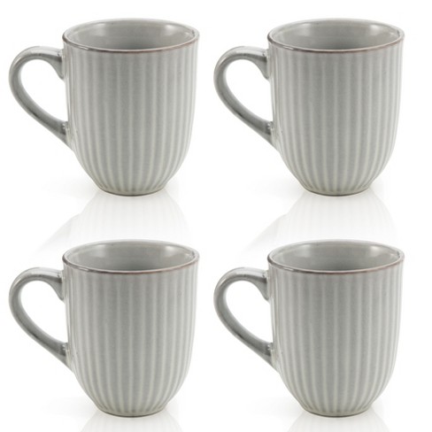 American Atelier Large Handle Coffee Mug, 14-Ounce, Use for Coffee, Tea,  Latte, and Hot Chocolate, Dishwasher and Microwave Safe, Set of 4,Gray