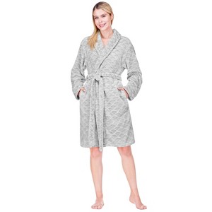 PAVILIA Short Robes for Women, Plush Soft Bathrobe Womens Lightweight, Fluffy Fuzzy Robe Knee Length, Shower Spa - 1 of 4