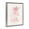 Stupell Industries Pastel Smiling Unicorn Pink Flower Blossom Crown Floating Frame Canvas Art, Gray, 17" x 21" - 2 of 4
