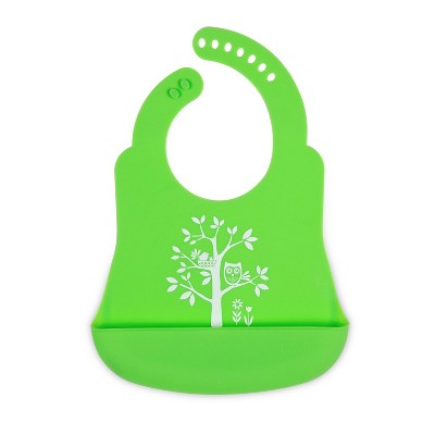 Silicone Forest Friends Party Bib Green - Brinware