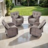 Belord Patio Swivel Gliding Rocker Chairs Set of 4, Wide Backrest Swivel Outdoor Chairs with All Weather Brown Wicker and Comfort Thick Cushion - 3 of 4