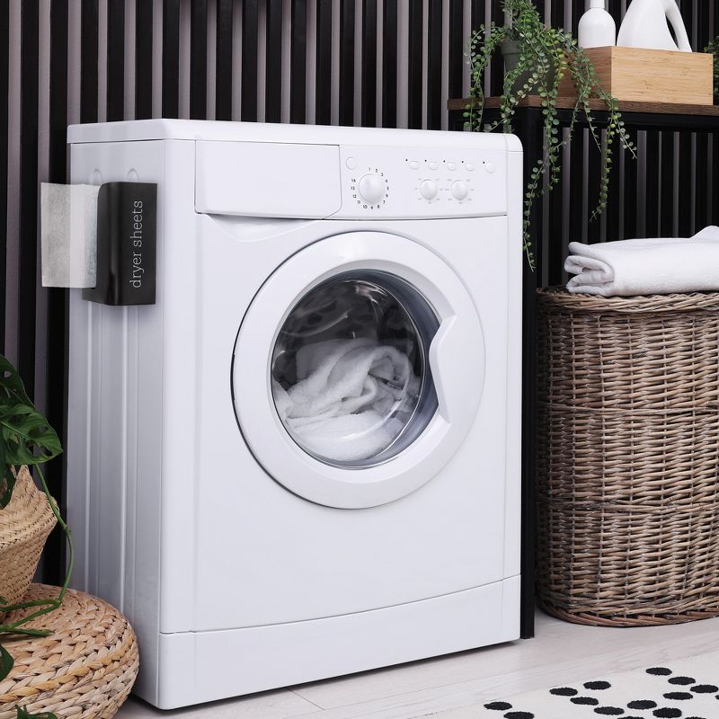 AuldHome Design Dryer Sheet Dispenser; Vertical Style Enamelware Laundry Fabric Softener Sheet Holder, 4 of 8