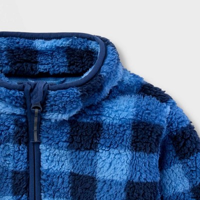Детские куртки Cat & Jack Toddler Boys' Plaid Printed Fleece Jacket - Cat & Jack™ Blue/Navy 2T — фото 3