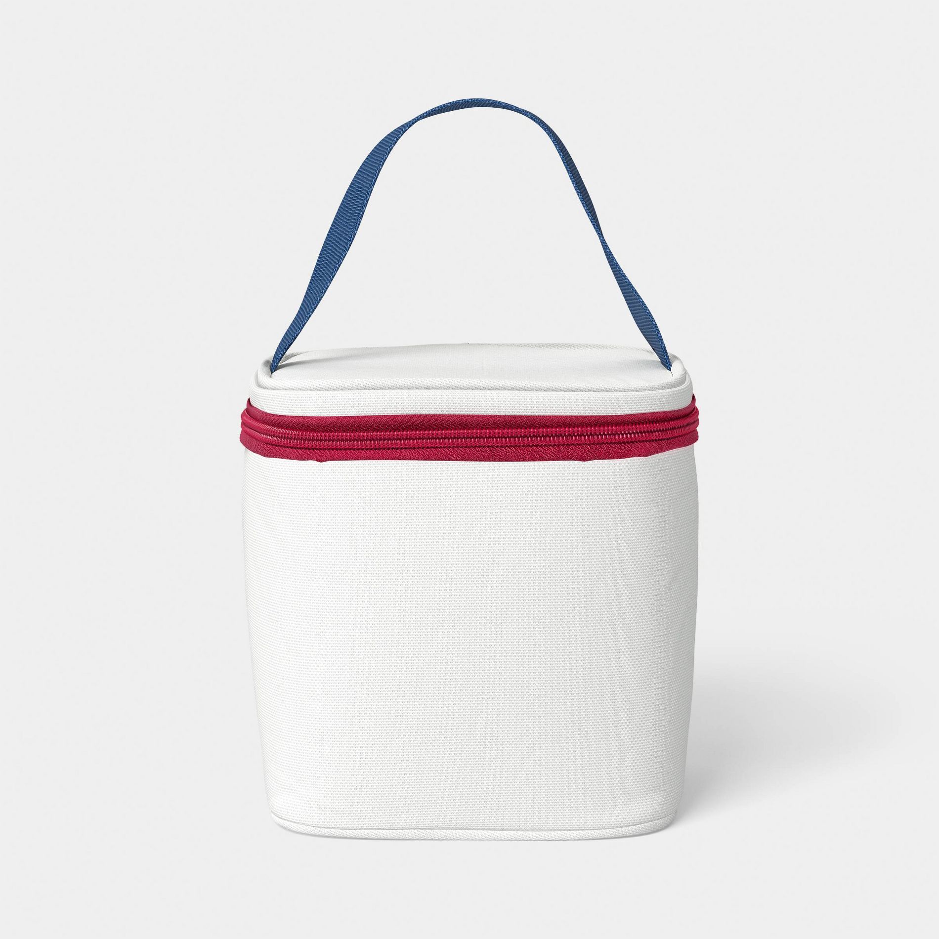 4 Cans/3.1qt Soft Sided Personal Cooler Red /Cream/Blue - Sun Squad™