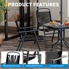 Patio Dining Set for 4 W/Umbrella, Outdoor Furniture Set W/4 Folding Dining Chairs, Outdoor Table Umbrella Set With Tempered Glass Top Dinings Table - 2 of 4