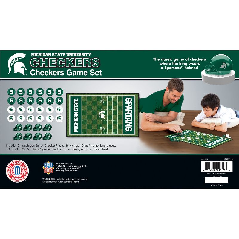 MasterPieces Officially licensed NCAA Michigan State Spartans Checkers Board Game for Families and Kids ages 6 and Up, 4 of 7