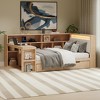 Polibi L-Shaped Wooden Daybed with Built-In Desk, Storage Bookcase, Upholstered RGB Headboard & Drawers - 2 of 4