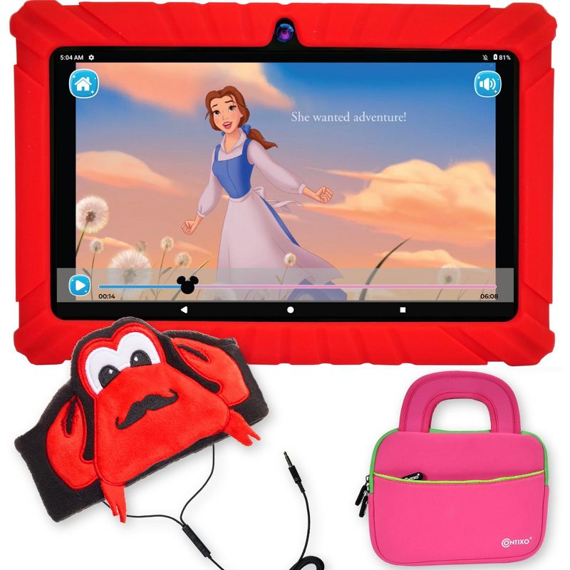 Contixo 7” V8-2 Kids Tablet: Android 11, 16GB, 2MP Camera, Disney eBooks, Child-Proof Case, Wi-Fi, Bluetooth. Includes Headphones & Tablet Bag, 1 of 14