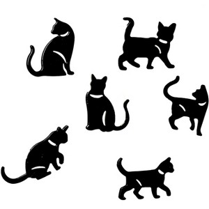 Collections Etc Cat Silhouette Refrigerator Magnets - Set of 6 Black - 1 of 2