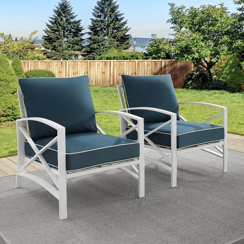 Kaplan 2pc Outdoor Accent Chairs - Navy/White - Crosley, 6 of 8