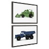 Kate and Laurel Sylvie Vintage Toy Tractor Green and Vintage Toy Dump Truck Blue Framed Canvas Art Set by Saint and Sailor Studios - 2 of 4
