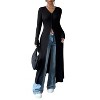 Women's V Neck Button Down Long Cardigan Long Sleeve Ribbed Knit Slit Sweater Casual Going Out Tops - 4 of 4