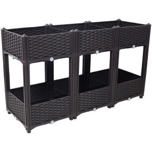 VisioGear Planter Raised Beds, Elevated Planter Garden Box with Drainage, Outdoor Standing Planter Beds Gardening Kit, Brown, 47.2"*15.7"*27.7" - 1 of 4
