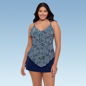 Trimshaper Women's Lena 4 Tier Ruffle Tankini Swimsuit Top - 1 of 3